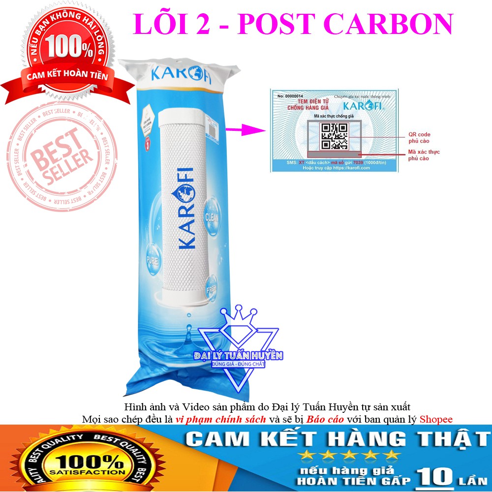 Bộ 3 Lõi lọc nước Karofi 1,2,3 chính hãng, dùng cho máy S-S038