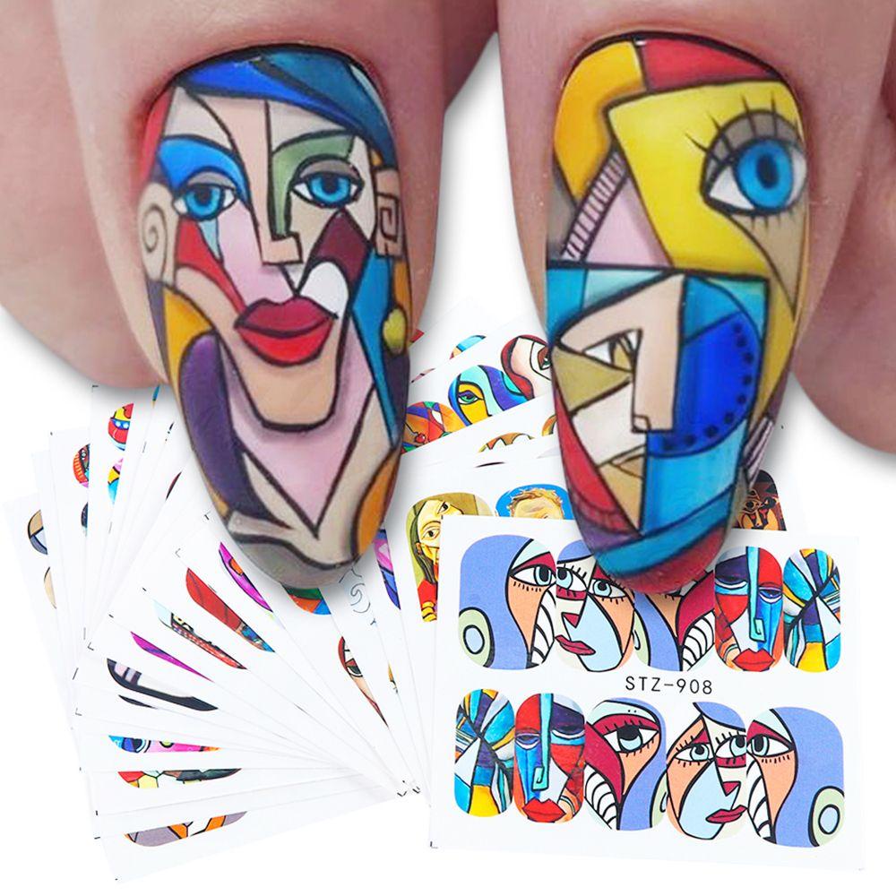 Set 1 / 16 Hình Dán Móng Tay 3D Nhiều Màu Sắc Cá Tính Dành Cho Nữ