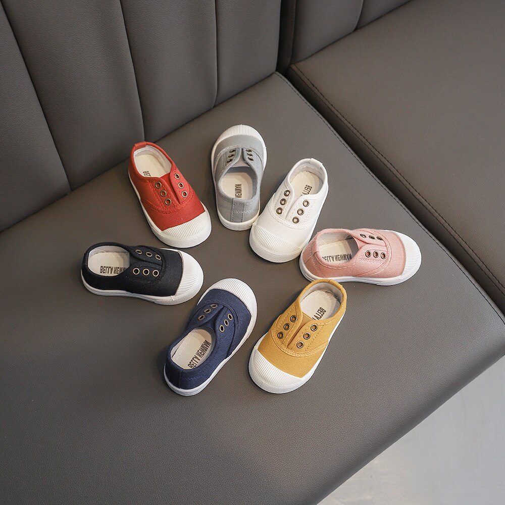 Giày vải canvas màu trơn kiểu mùa thu năng động dễ thương cho bé 2020