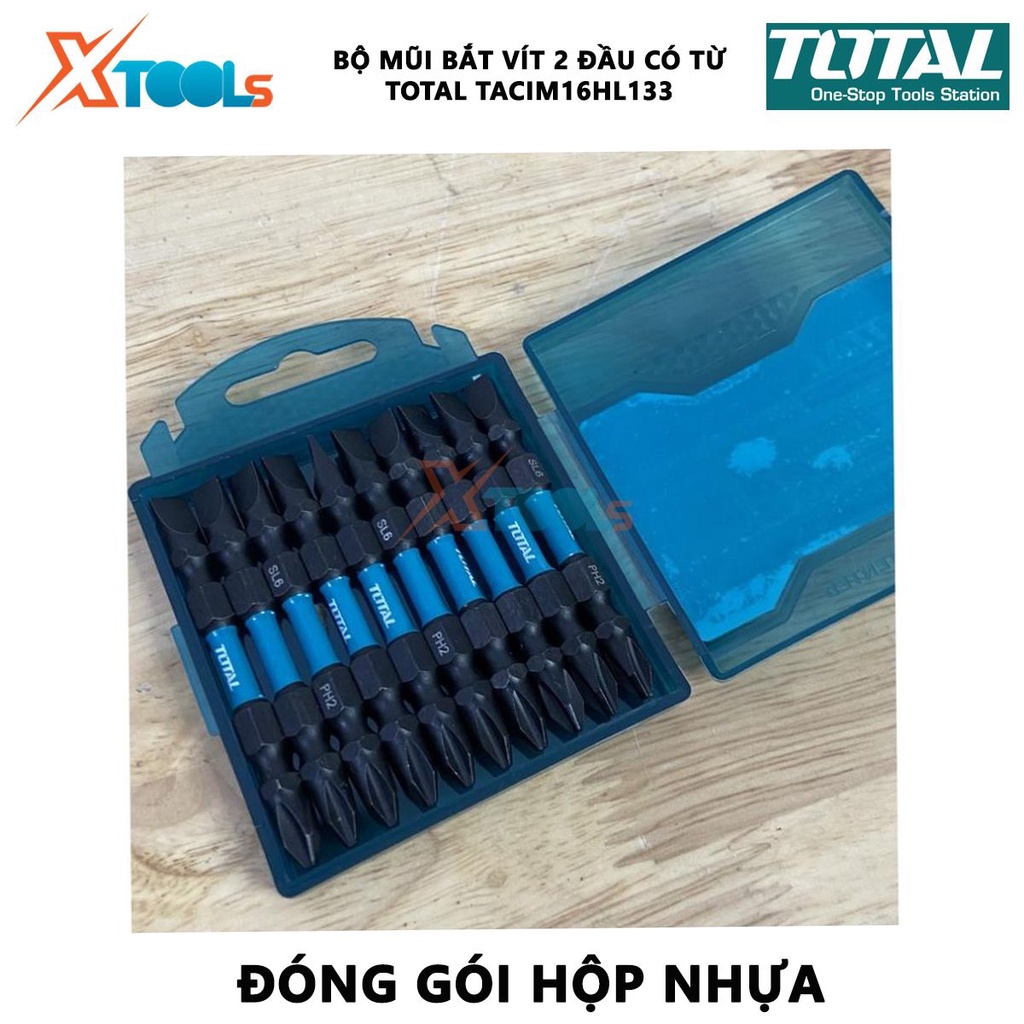 Bộ mũi bắt vít 2 đầu có từ TOTAL TACIM16HL133 | bộ 10 mũi siết vít PH2+SL6.0*1.0x65mm  [CHÍNH HÃNG] [XTOOLs]