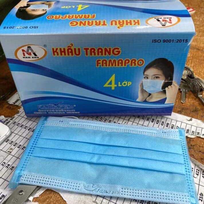 [HỘP 50c] COMBO 2 HỘP Khẩu trang y tế 4 lớp kháng khuẩn Famapro ( 50 cái/ hộp)