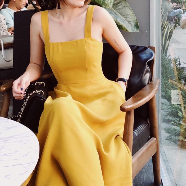 [Mã FAGREEN245 giảm 10% tối đa 30K đơn 99K] Maxi vàng 2 dây lệch tà (kèm hình thật) | BigBuy360 - bigbuy360.vn