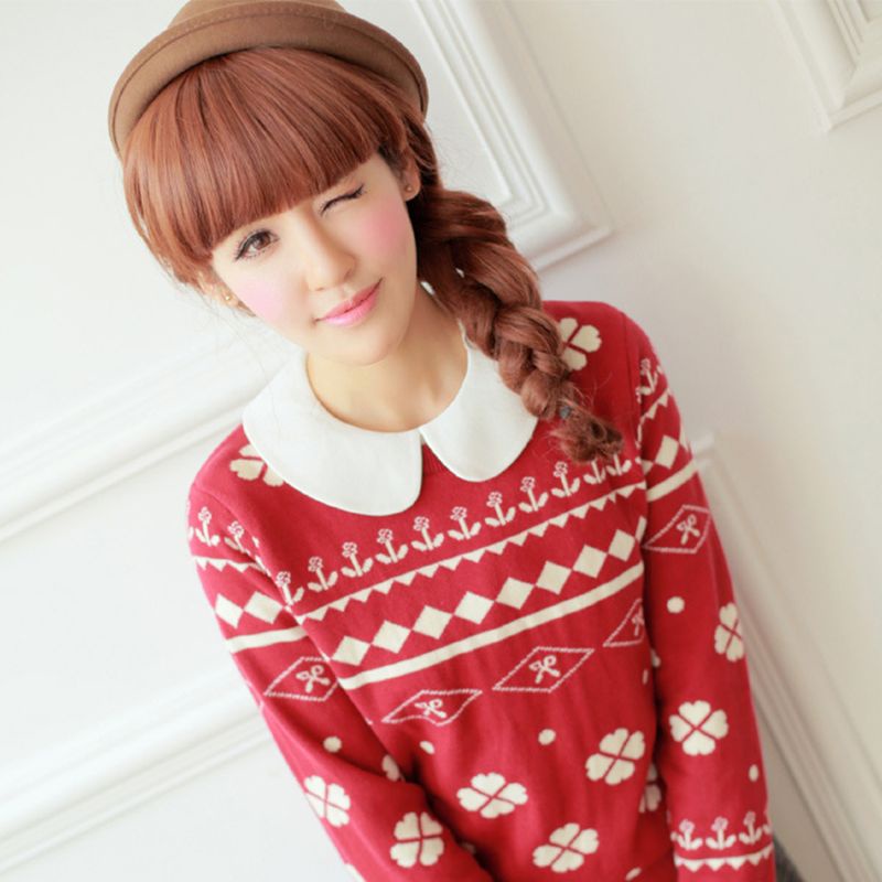 Áo Sơ Mi Cotton Cổ Búp Bê Màu Trắng Đen Phong Cách Vintage Cho Nữ