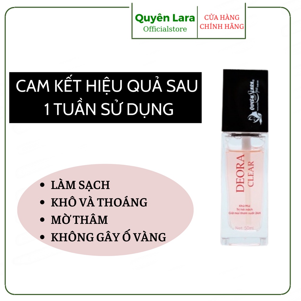 Deora Clear Quyên Lara Xịt Khử Mùi Hôi Nách Hương Nước Hoa, Ngăn Mồ Hôi Không Gây Ố Vàng Áo 50ml