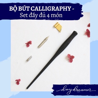 Set bút Calligraphy cán nghiêng viết chữ thư pháp phương Tây gồm 4 món