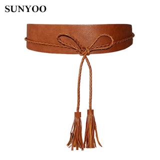 Thắt lưng da bản to màu nâu thời trang dành cho nữ