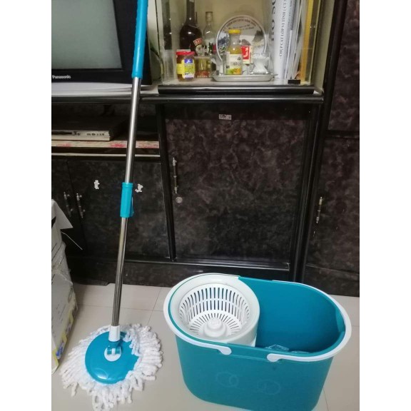 Bộ Cán Chổi Lau Nhà Thái Lan 360 Bàn Nhựa (Cây lau+bàn+bông lau)