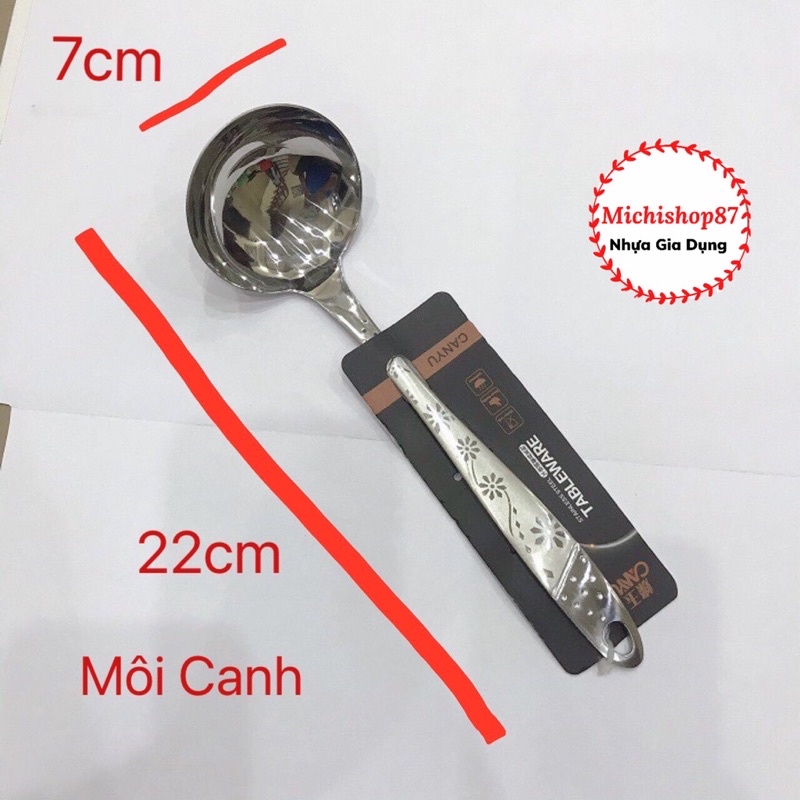 Muôi Múc Canh, Xẻng Xào, Muôi Thủng Ăn Lẩu Inox 304 Cao Cấp Họa Tiết Hoa Loại Đẹp Dầy Dặn