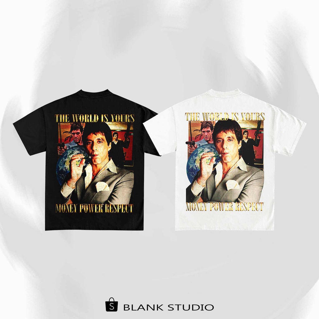 BLANK | Áo Thun Tay Lỡ SCARFACE Lỡ Unisex - Đen/Trắng Cổ Tròn