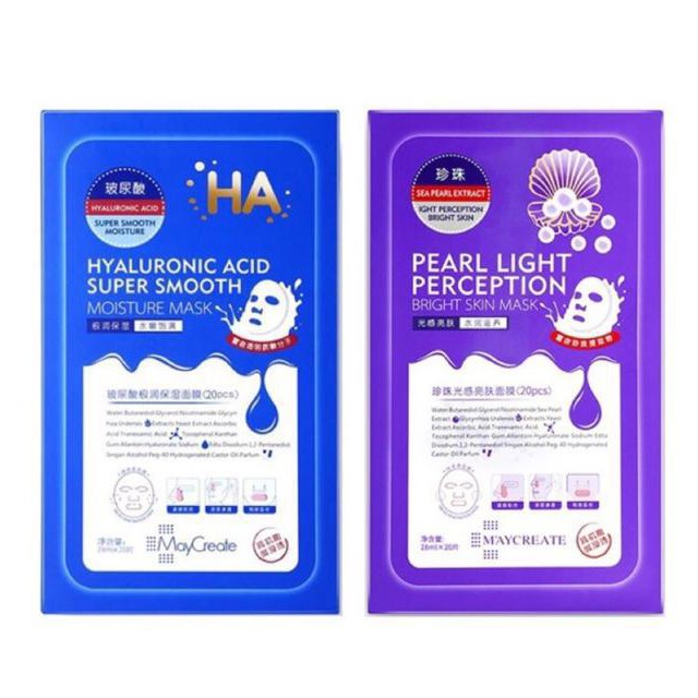 Hộp 20 miếng Mặt nạ HA MayCreate Xanh và Tím [mask HA] nội địa Trung