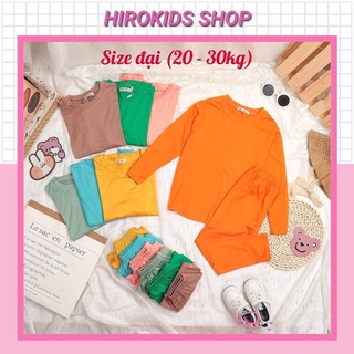 Bộ ngủ dài tay thun lạnh màu trơn cho bé trai bé gái size đại (22-30kg) - Hirokids