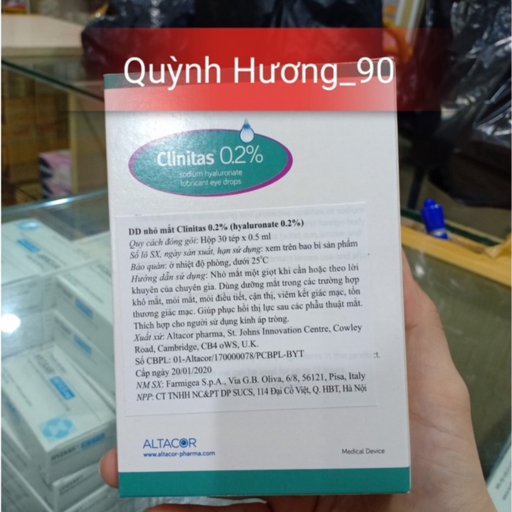 Dung dịch nhỏ mắt CLINITAS 0.2% Sodium hộp 30 tép nhỏ mắt