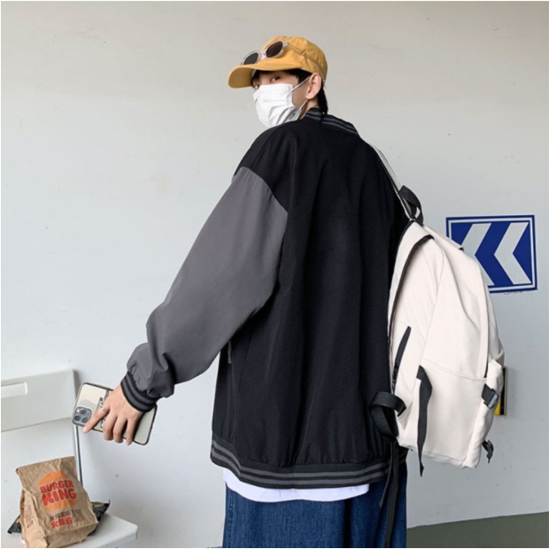 Áo khoác áo bóng chày dáng rộng phong cách Hàn Quốc áo khoác 2 lớp trẻ trung thời trang varsity jacket