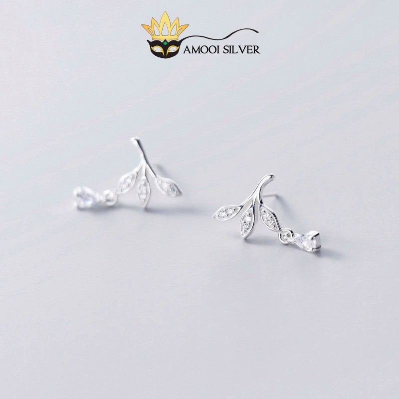Bông tai bạc S925 chiếc lá - Amooi Silver AB112