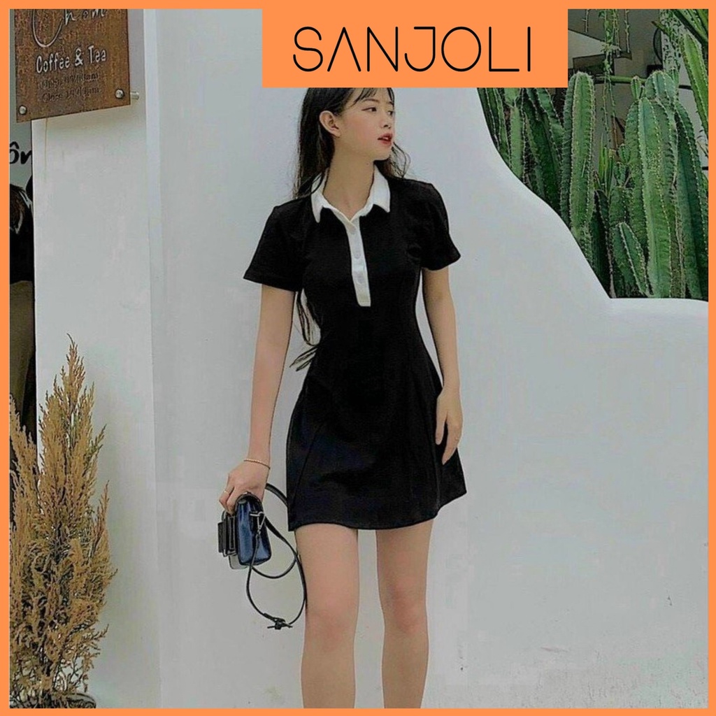 Váy Polo Nữ SANJOLI Đầm Công Sở Trẻ Trung Thun Suông Ôm Body Thiết Kế Cao