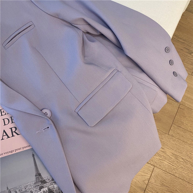 Áo Khoác Blazer Màu Tím Thời Trang Xuân Thu Cho Nữ