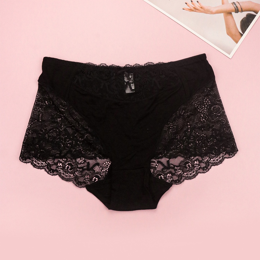 Quần Lót Nữ Cotton Phối Ren Cạp Cao Luperi Sp760 Dáng Hipster Mềm Mịn, Co Giãn, Không Lằn Mông, Kháng Khuẩn, Khử Mùi Tốt