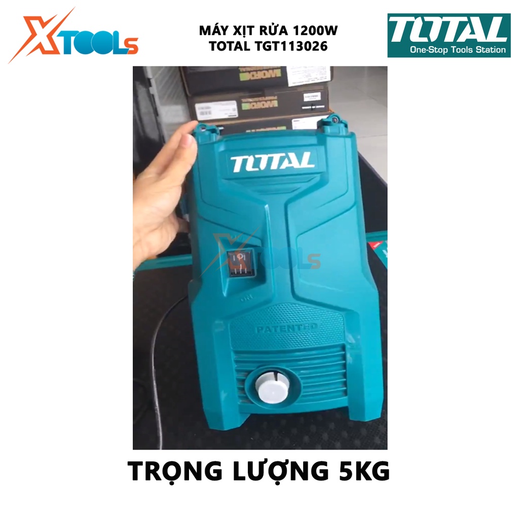 Máy xịt rửa TOTAL TGT113026 Máy rửa xe cao cấp công suất 1200w, điện áp đầu vào 220v, Áp lực tối đa 90Bar (1300 PSI)