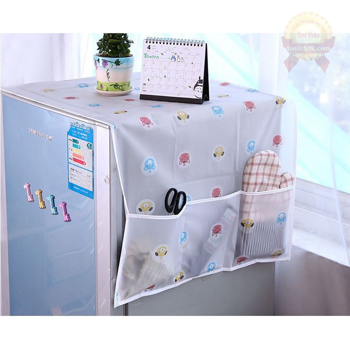 Phủ tủ lạnh nhiều ngăn nhìn xuyên PVC hoa văn trang trí tủ lạnh