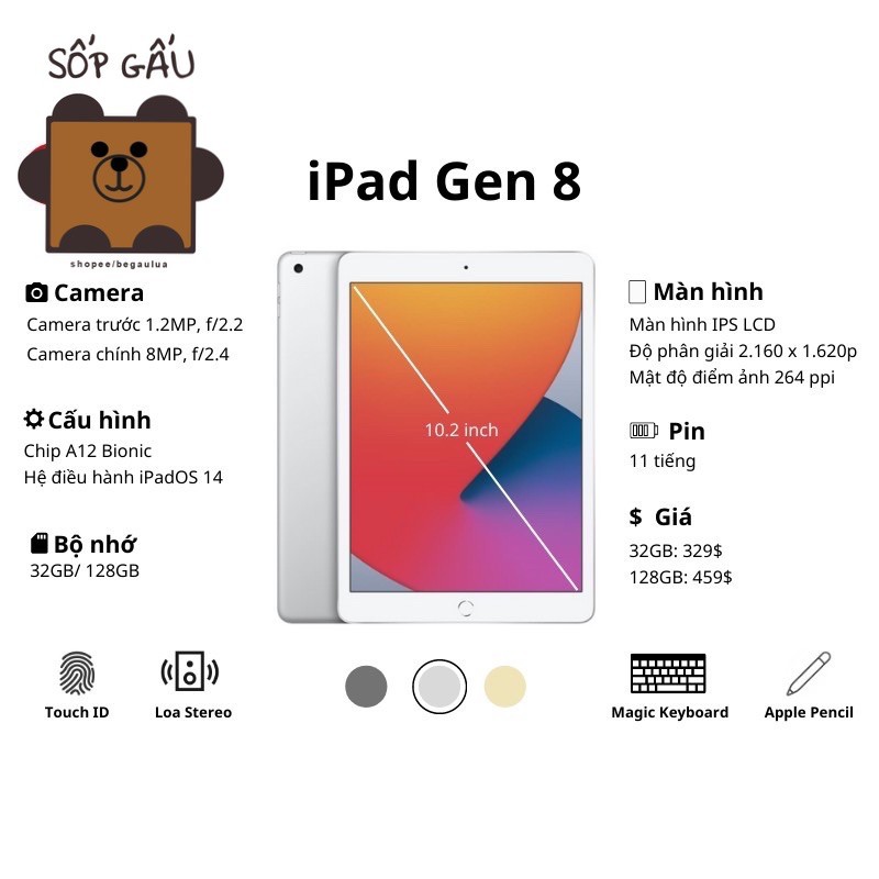 iPad Gen 8 32G Wifi 10.2" 2020 - Likenew | BigBuy360 - bigbuy360.vn