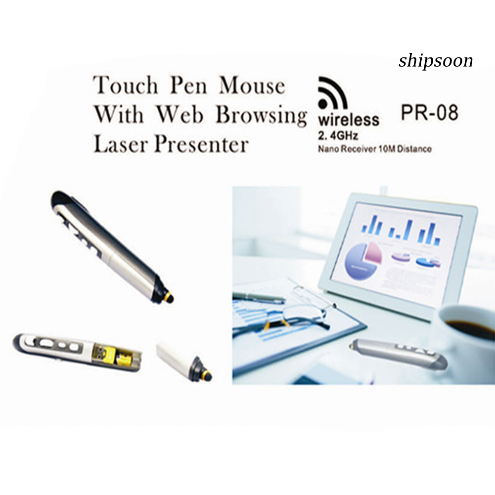 ssn -Portable 2.4GHz Laser PPT Presenter Remote Control Wireless Touch Pen Mouse