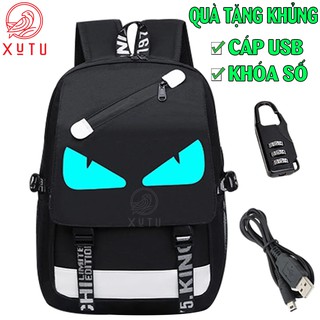 Balo nam nữ đi học thời trang phát sáng Xutustore cao cấp hình Mắt cá tính - TẶNG cáp USB + Khóa số - Cặp đi học 2021