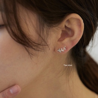 Khuyên tai bạc nữ TLEE lá lệch basic cá tính TLEE JEWELRY B0191