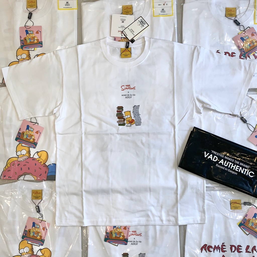 [ FAKE ĐỀN X10 LẦN ] ÁO ADLV x SIMPSON . HOMEWORK BART SHORT SLEEVE T-SHIRT WHITE .