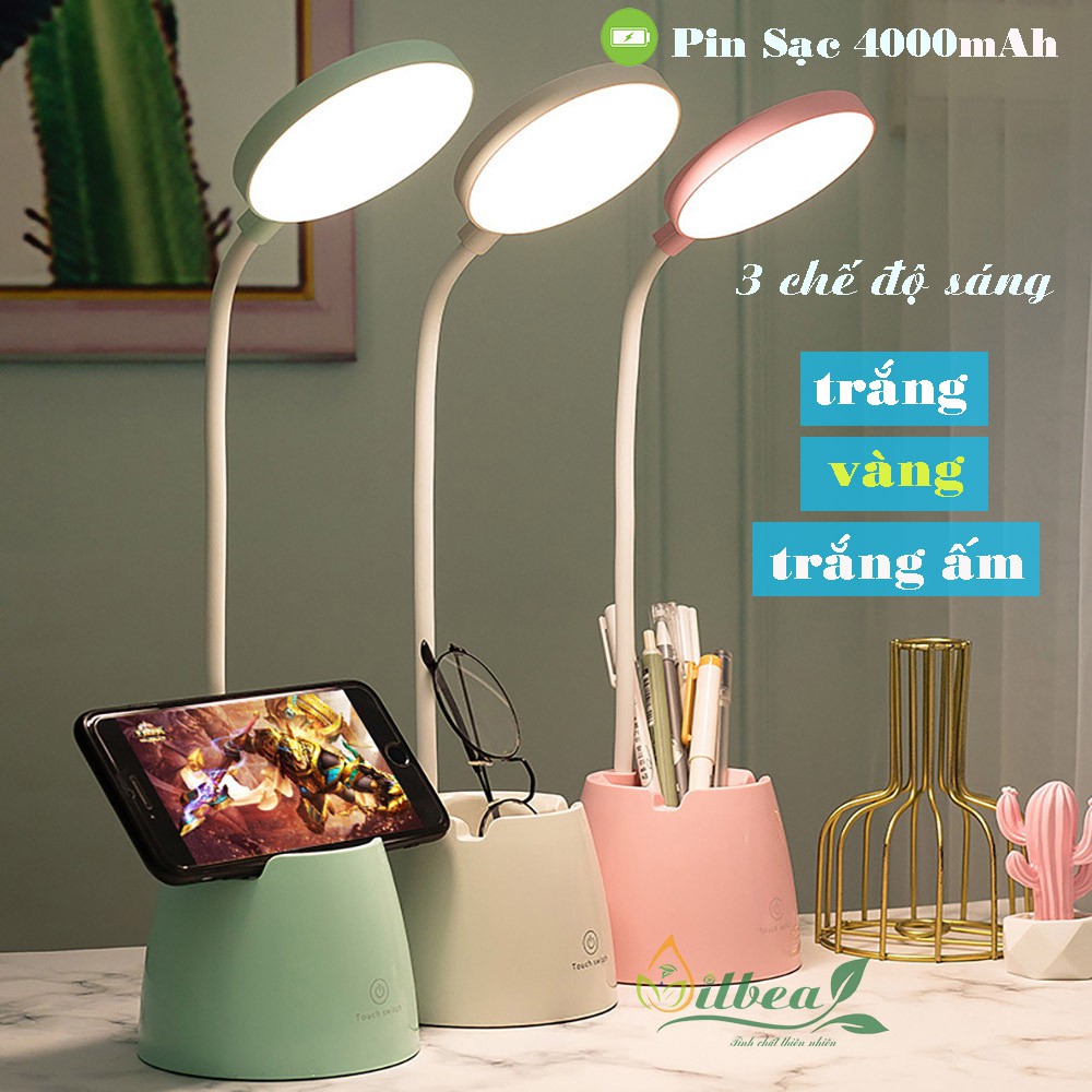 Đèn học để bàn có ánh sáng vàng chống cận thị sạc pin tích điện pin 4000mAh tăng giảm được độ sáng SL-906