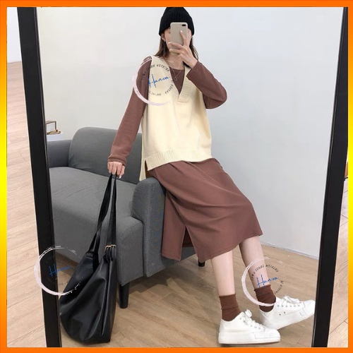 Áo Gile Nữ Cổ V Chất Len Mềm Mịn Basic Freesize Mặc Đi Học Đi Làm Hanva