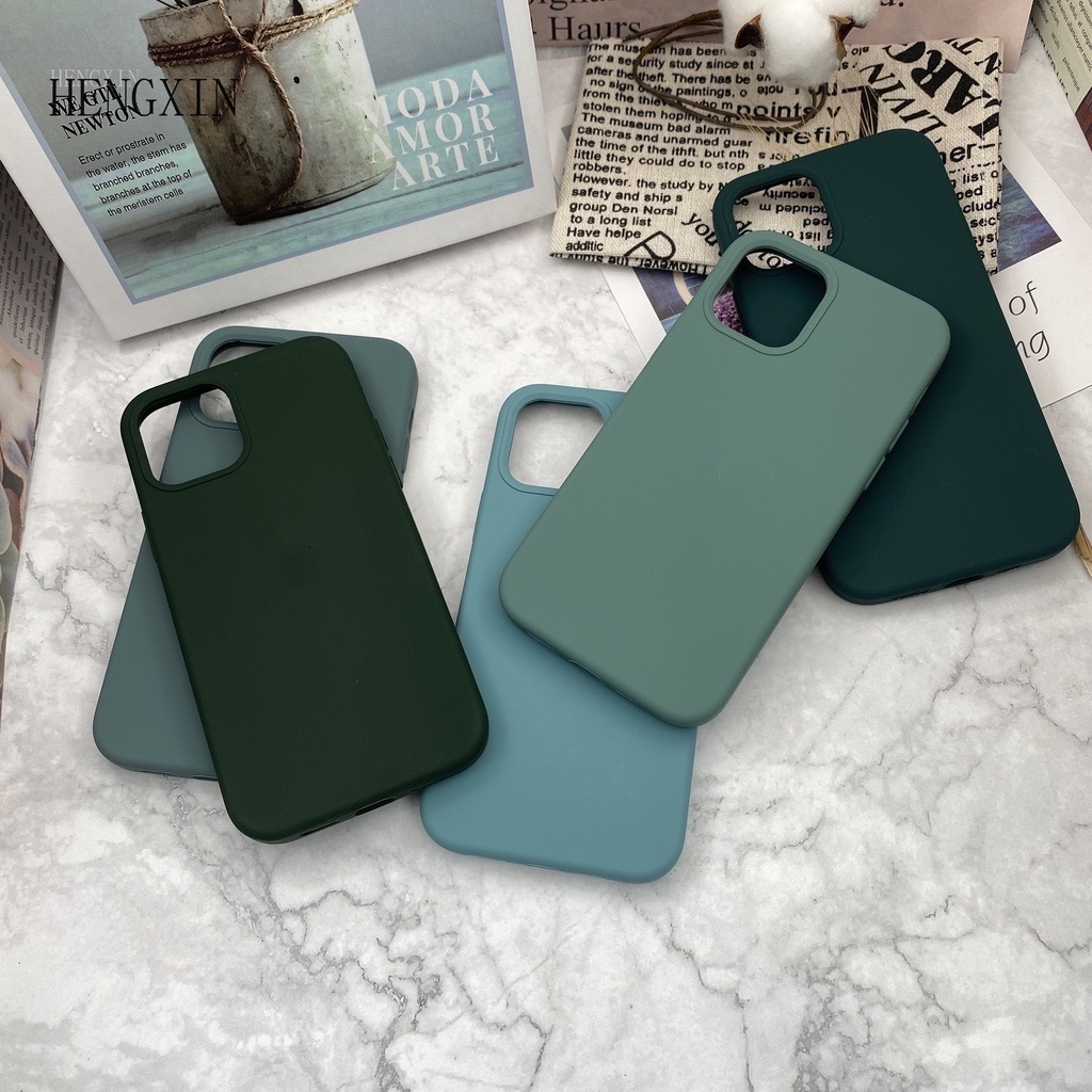 Ốp Điện Thoại Silicone Chống Rơi Màu Xanh Lá Cho iPHONE 6S 7 8 SE 2020 XS XR 11PROMAX 12 12PROMAX 13MINI 13 13PROMAX