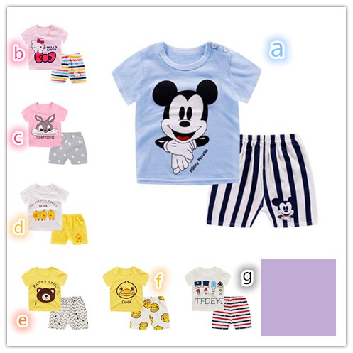 Bộ áo thun cộc tay in hình + quần short cho bé