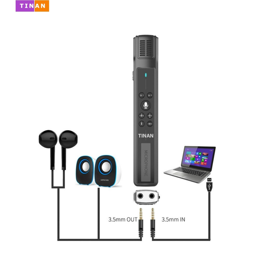 [Mã ELHACE giảm 4% đơn 300K] Micro tụ điện chất lượng cao TINAN M8, USB Hoặc Jack 3.5 Cho PC, Laptop, Máy Tính