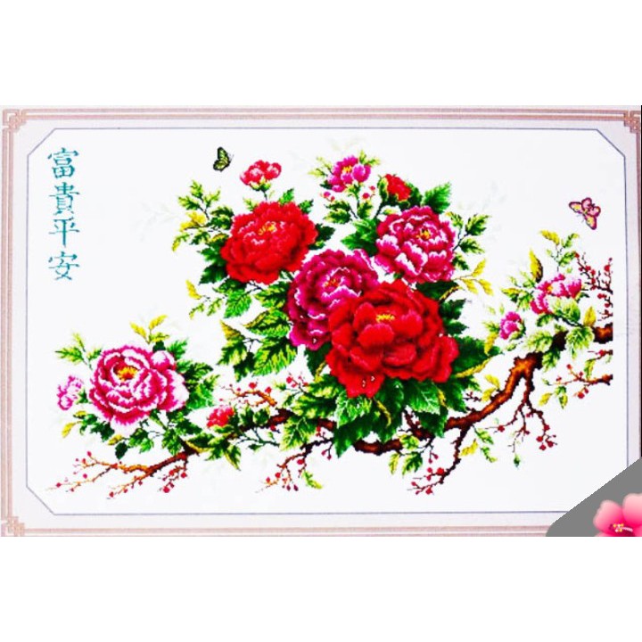 TRANH THÊU HOA MẪU ĐƠN H231 (98X65)