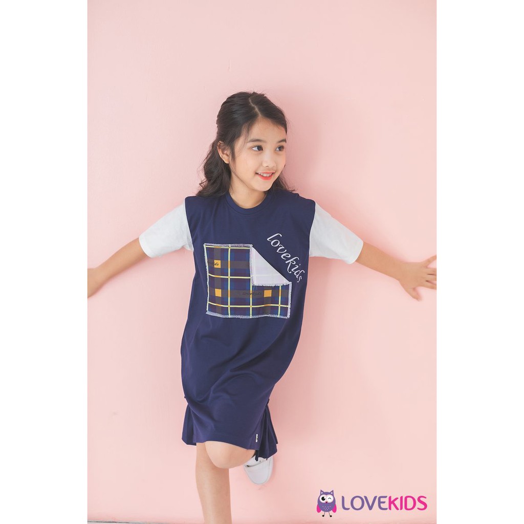 Váy thun Harmony phối bèo xẻ tà Lovekids - LK0250