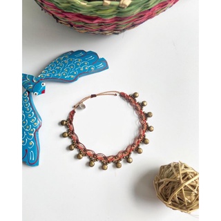 [Whiteline] Vòng chân Macrame with bells tone Đất (có size Tay)