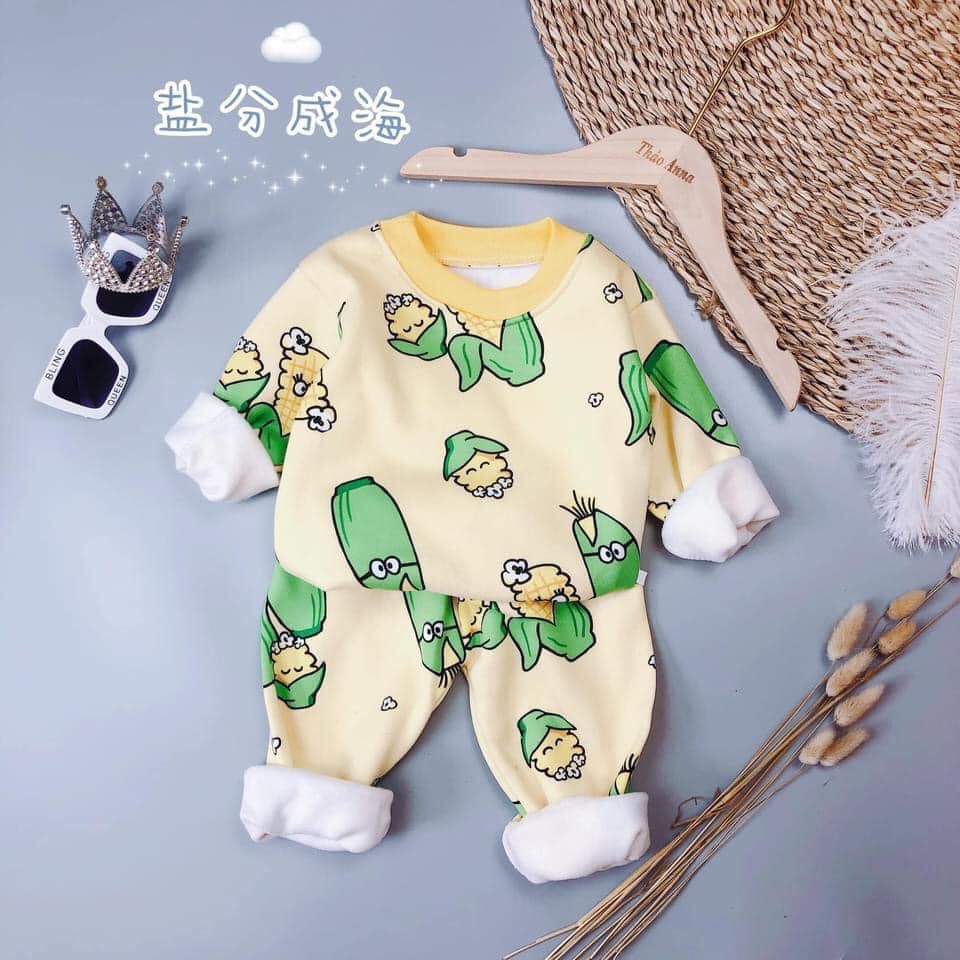 Bộ Nỉ Bông Họa Tiết Chui - Cho Bé Trai và Bé Gái 6kg - 18kg