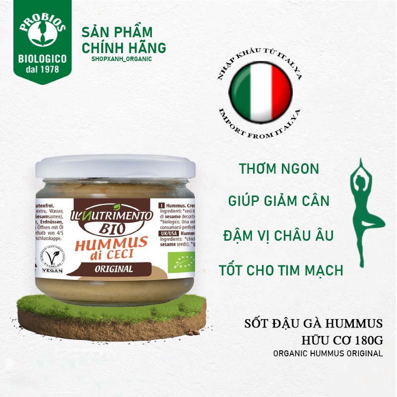 Sốt trộn salad/ăn chay đậu gà Hummus - 100% hữu cơ, dinh dưỡng, thơm ngon, ít béo, ăn kiêng