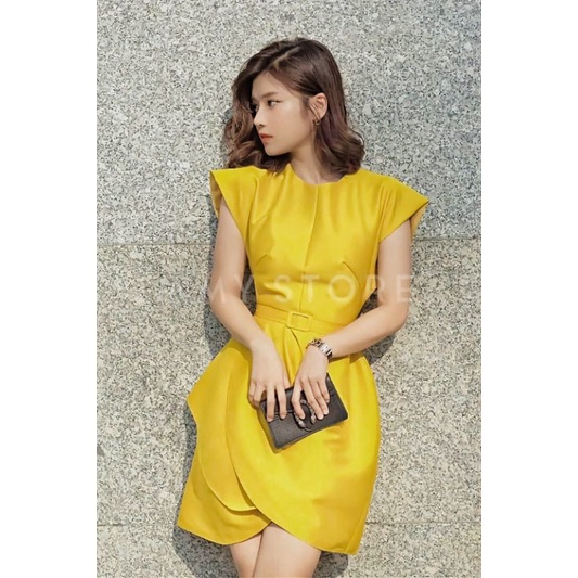 AMY STORE ⤑Váy Amy vàng dáng tulip kèm belt ⇿〈Giá gốc 1.750〉