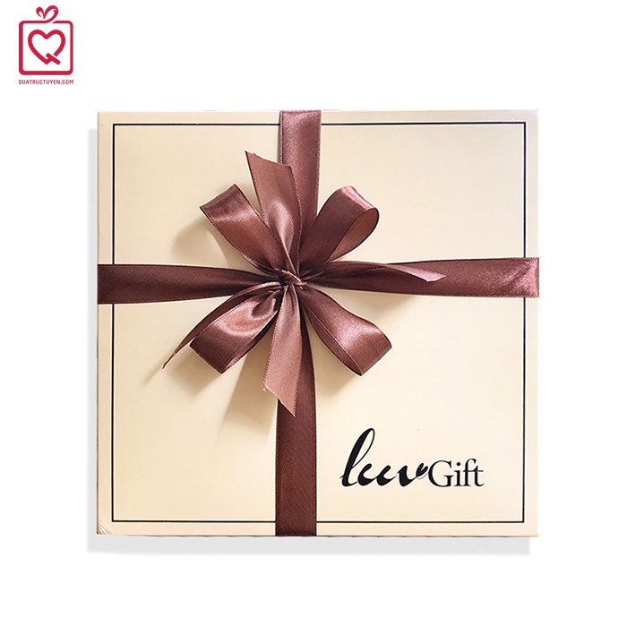 Hộp đựng quà vuông trắng sữa LuvGift - hộp quà kèm nơ, rơm lót