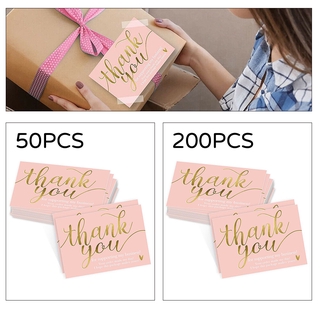 Set 50 / 200 Thẻ Bài Mạ Vàng In Chữ Thank You