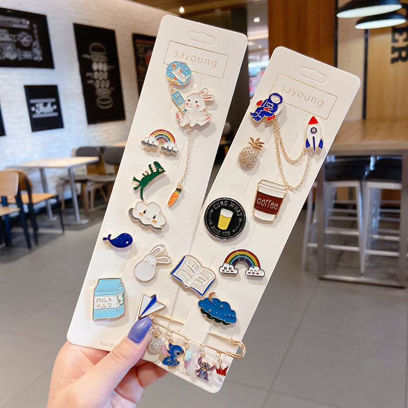 (Buy Three get one free) Ghim Cài Áo Hoạt Hình Phong Cách Nhật Dễ Thương Chống Mài Mòn Trang Trí Cổ Áo Sáng Tạo Cho Nữ
