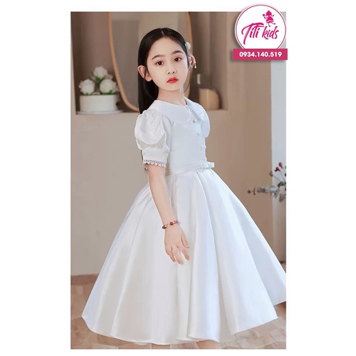 Đầm Công Chúa Bé Gái TiTiKids Đầm Trắng Phi Tiểu Thư CC177