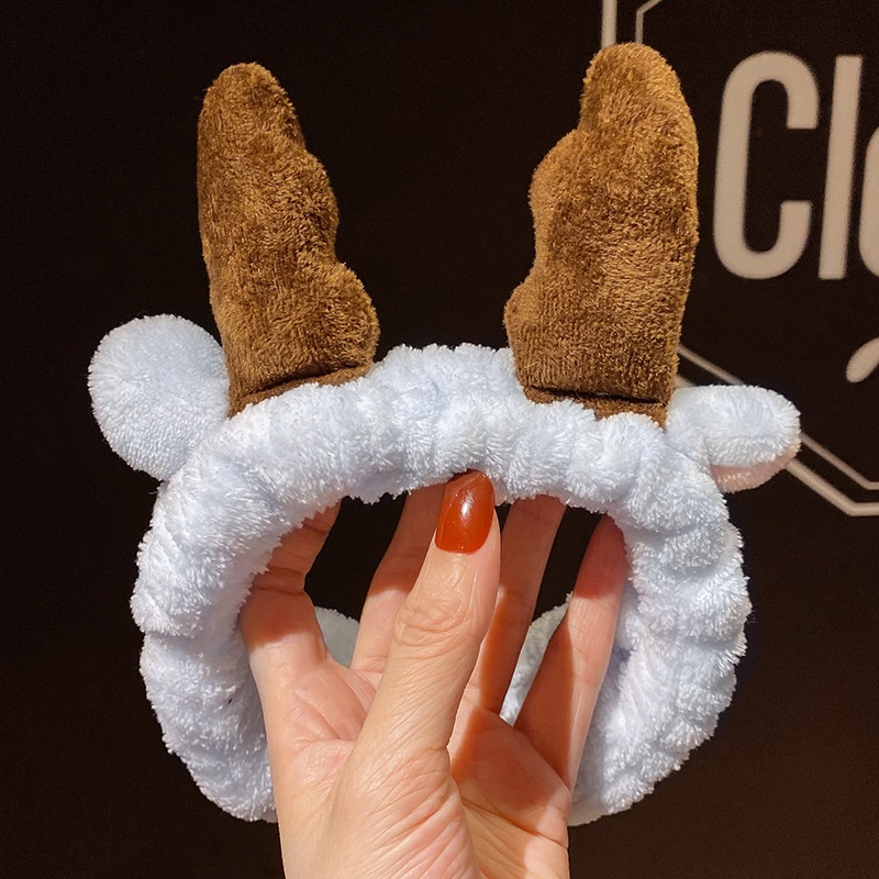 Băng đô rửa mặt sừng, băng đô cài tóc skincare nữ sừng 3D cute vải nhung mềm mượt Hàn Quốc