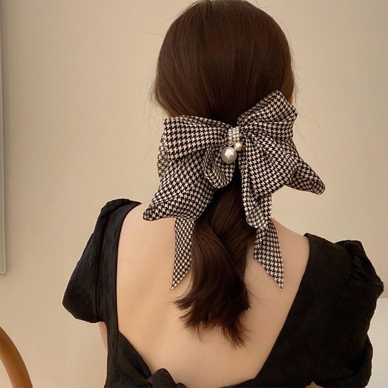 Kẹp Tóc Nơ Sau Lưng Họa Tiết Răng Cưa Phong Cách Hàn Quốc Cổ Điển Dành Cho Nữ