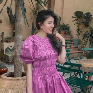 Đầm thô lụa bo chun ngực
