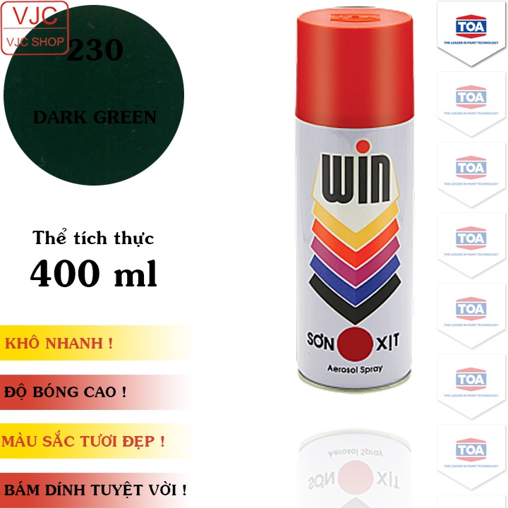 Chai sơn xịt sơn xe máy cao cấp ATM / WIN màu xanh thẫm A230 / 230 dung tích 400 ml
