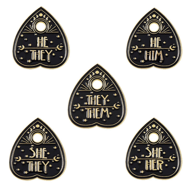 Ghim cài áo QIHE JEWELRY hình trái tim tráng men in 5 kiểu chữ làm quà tặng cho bạn bè