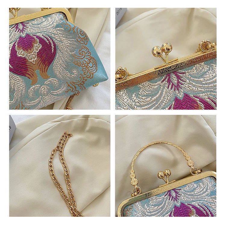 Túi xách HAPPY HOMLIV họa tiết dân tộc phong cách retro cho nữ