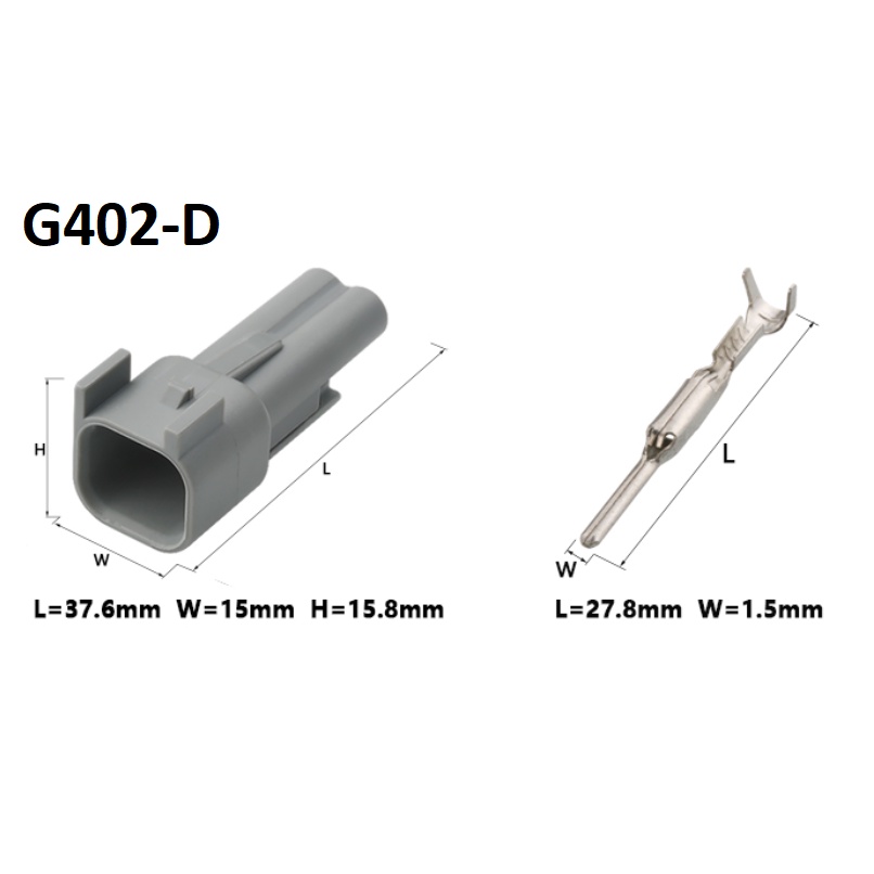 G402-Giắc cắm chống thấm nước trên ô tô 2 lỗ màu xám 1.5mm